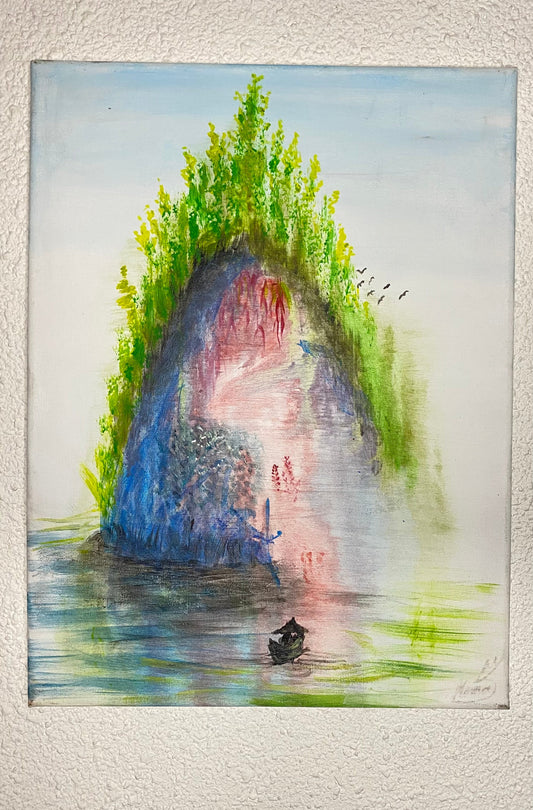 🌿 “L’Îlot des Rêves — Sérénité et Évasion” | Tableau contemporain original (Unique)