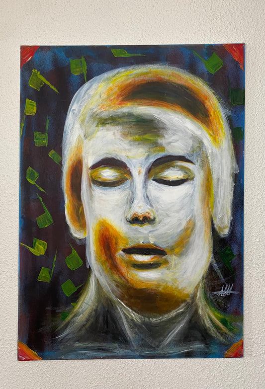 Œuvre originale – Tableau contemporain expressif (Pièce unique) «L’Or du silence » «l’état de grâce » «au delà du regard » «sans bruit»