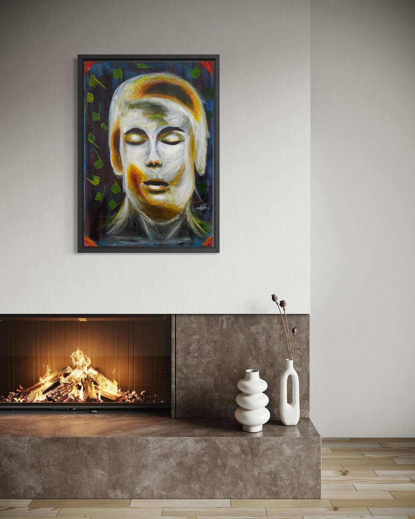 Œuvre originale – Tableau contemporain expressif (Pièce unique) «L’Or du silence » «l’état de grâce » «au delà du regard » «sans bruit»