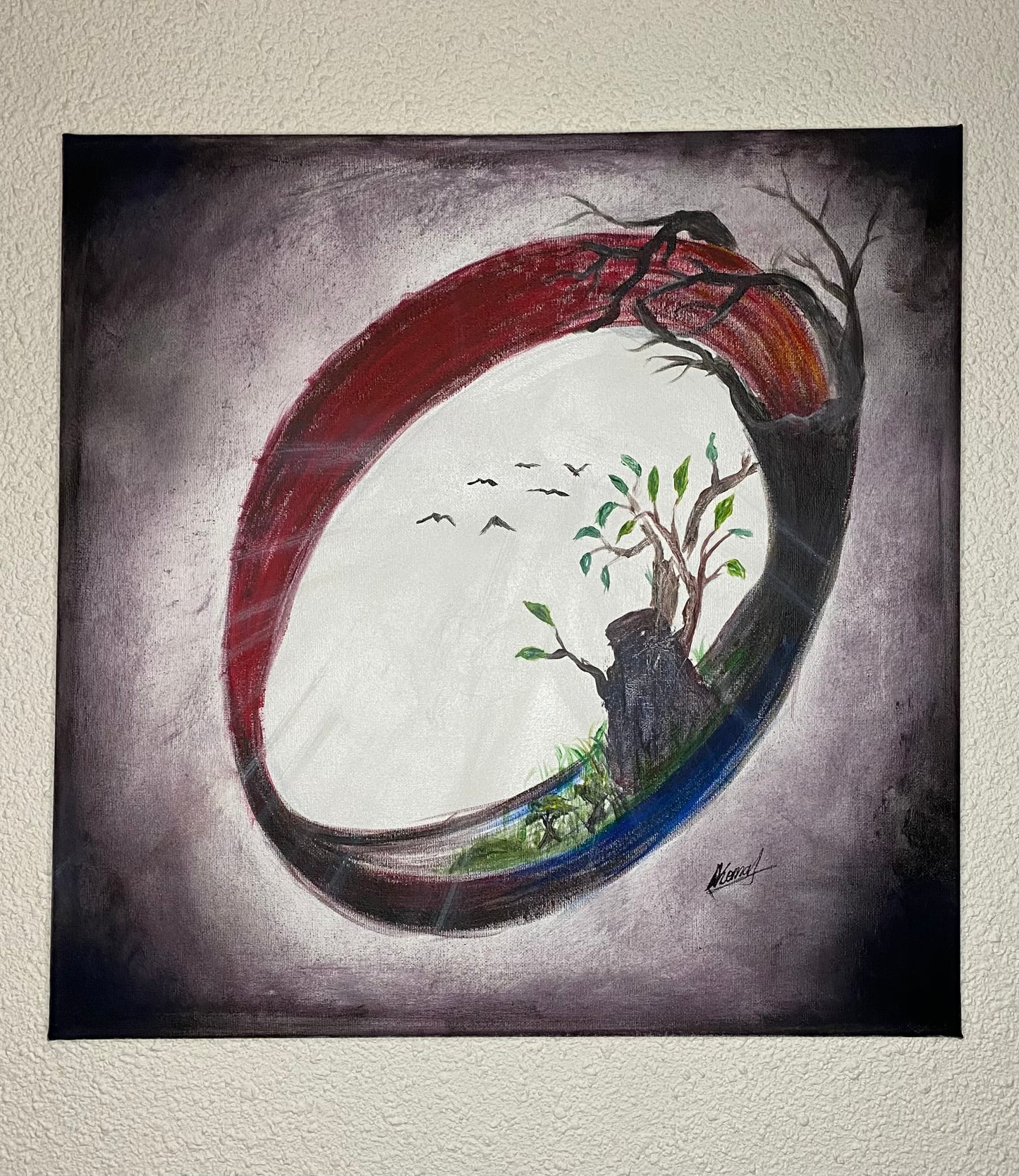 “Cycle de Vie – Renaissance de la Nature” | Œuvre Contemporaine Unique ✨ (tableau Unique)